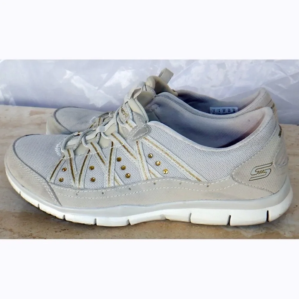 Skechers cream color bling walking shoes